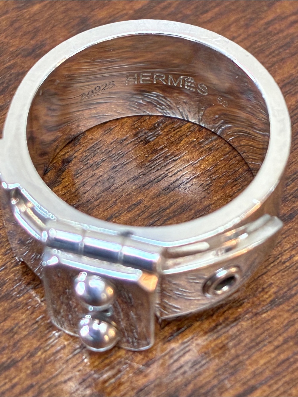 Hermes VintageSilver Kelly Double-Buckle Ring